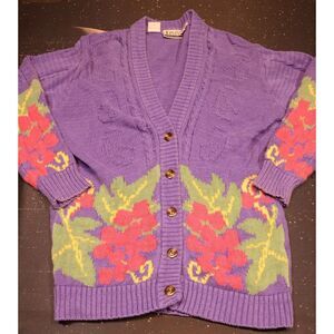 Vintage Levis Travelers Cardigan Sweater Flower Berries Taylor Women Size Medium